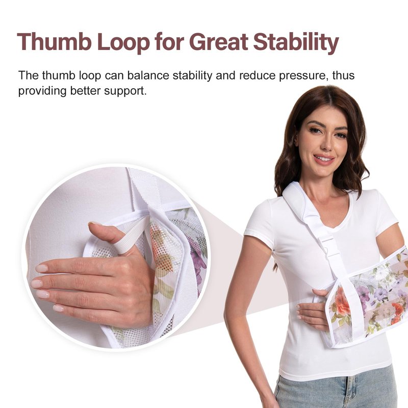 Ledhlth Mesh Print Arm Sling for Broken Arm, Torn Rotator Cuff, Shoulder, Elbow, Wrist Injury, Adult Women (Blue Rose, One Size)