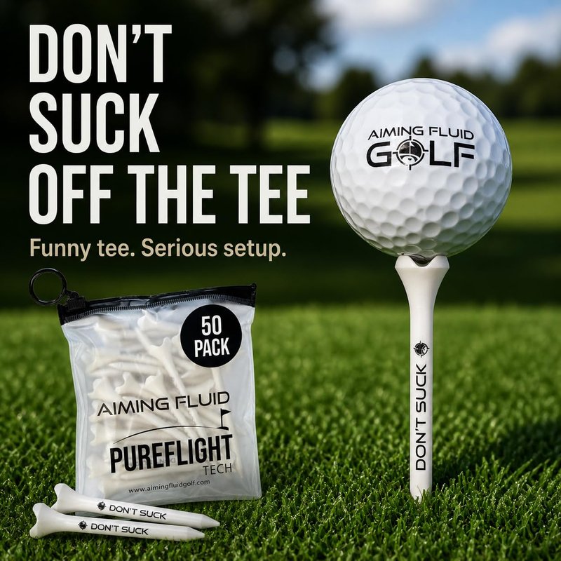 Aiming Fluid Golf Dont Suck Golf Tees - with Durable 4-Prong Tees PureFlight Tech for Straighter & Longer Drives, Less Friction, Consistent Height, Ideal for 460cc Golfing Drivers, 2 3/4", Pack of 50