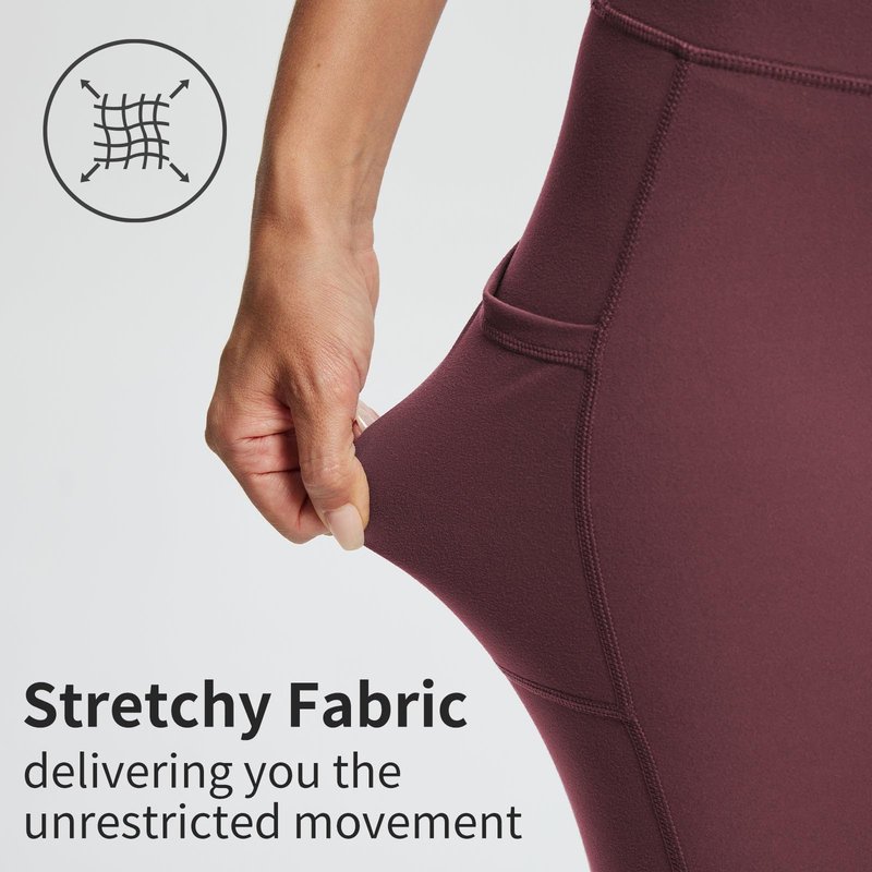 baleaf Biker Shorts Women Yoga Gym Workout Spandex Running Volleyball Tummy Control Compression with Pockets Soft 8" Wine Red XS