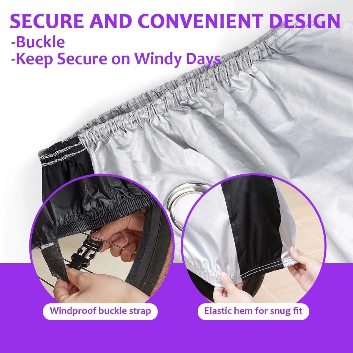 Upgraded Heavy Duty Bicycle Cover for 1-2 Bikes, Waterproof Outdoor Storage - Ripstop & UV Protection Bike Tarp for Mountain, Road, Electric Bike - Windproof Buckle & Lock Hole Design