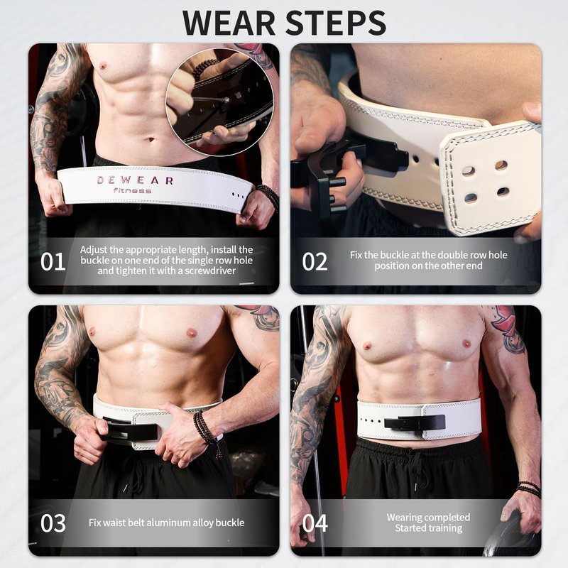 Genuine Leather Weight Lifting Belt with Lever Buckle, 10mm Thick 4" Leather Lumbar Back Support, Gym Belts Ideal for Training, Weightlifting, Bodybuilding, Squats and Deadlifts (Dark Gray, XL ( 44"-49"))