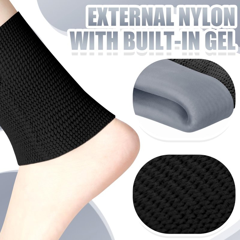 Zomiboo 2 Pcs Ankle Gel Sleeves Padded Socks Skateboard Accessories Ankle Pads Compression Sleeve Protector Brace for Skating Riding Ski Protection Foot Support Socks(Black)
