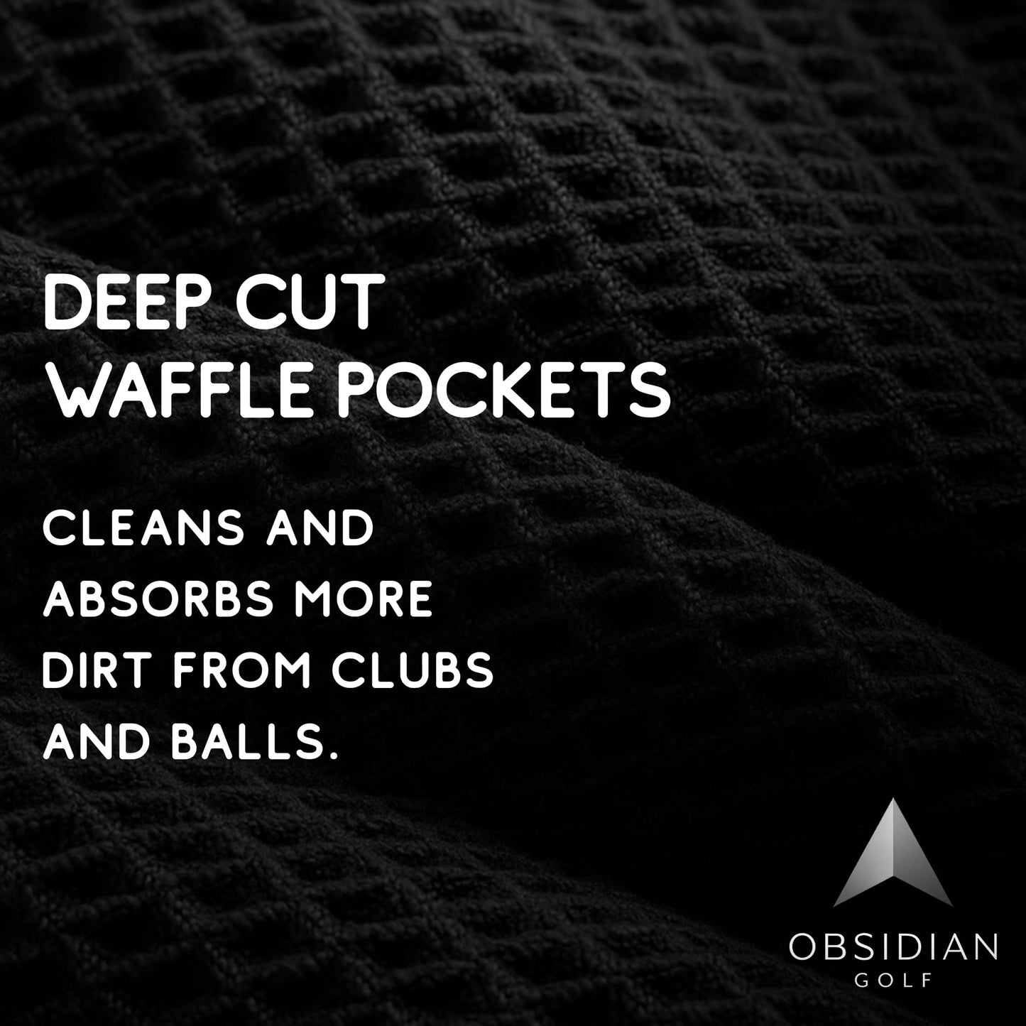 Clean Balls Go Further Magnetic Golf Towel (Greenside 18" x 18") with Hydro Pocket – Premium Full-Size Waffle Weave Stays Wet for Cleaning Clubs, Attaches to Clubs or Cart, Green-Side Ready (Black)