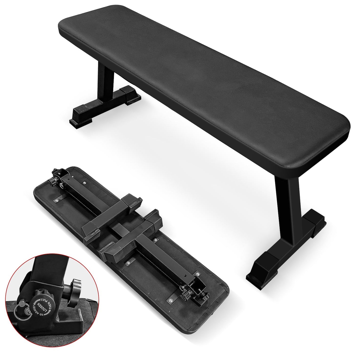 Houbos Flat Bench, Flat Weight Workout Exercise Bench Easy,Assembly,Foldaway Bench for Adjustable Dumbbells or an Adjustable Dumbbell Set,Strength Training Bench Press