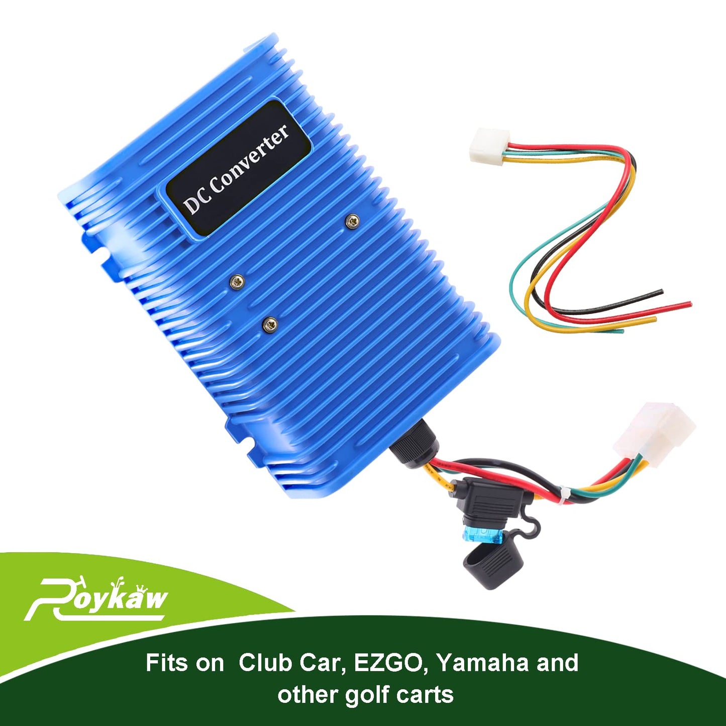 Roykaw Golf Cart 36V 48V to 12V Voltage Reducer Regulator DC Converter Compatible with EZGO Club Car Yamaha，Dual Power Source，30A 360W