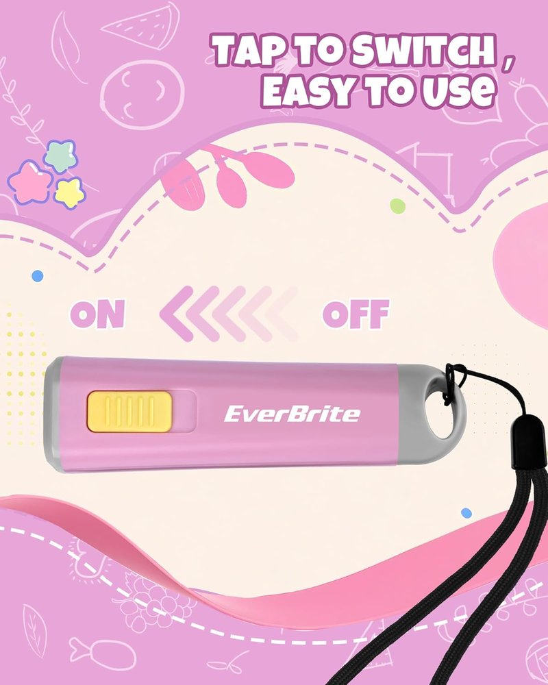 Mini LED Flashlight - Compact Emergency Torch with Lanyard | Pink, 3AAA Battery Included