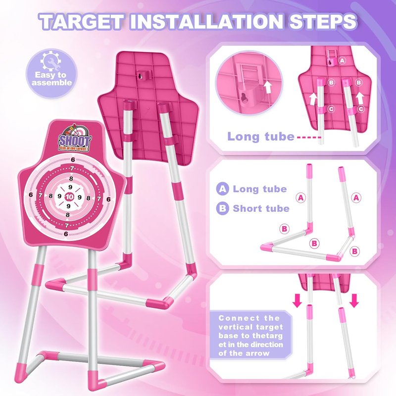 SpringFlower Bow and Arrow Set - LED Light-Up Archery Kit with 2 Foam Dart Guns for Kids 5-10 Years Old | Includes Standing Target