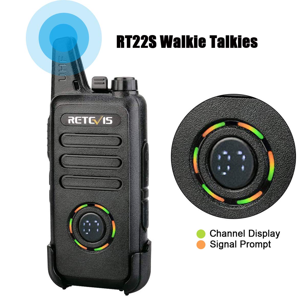 Retevis RT22S 2 Way Radios Rechargeable Walkie Talkies with Headset Long Range Channel Display Lock Emergency Alarm Signal Prompt VOX, Two Way Radios for Family Event Camping Hiking Stores (4 Pack)