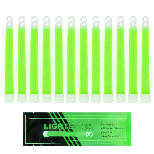 MediTac Green Glow Sticks - Premium Bright 6” Snap & Light Sticks - 12 Hour (12 Pack)