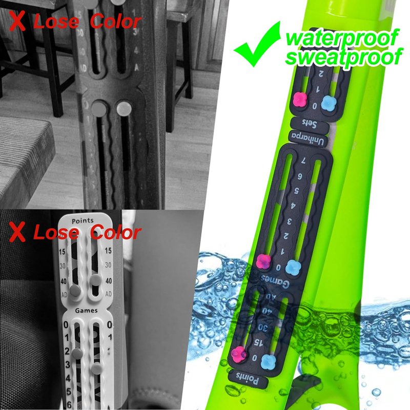 Uniharpa Portable Tennis Racket and Padel Scorekeeper, Easily Mounted Small Score Board to Keep Score of Points, Games, and Sets, Lightweight Mini Score Keeper, 1.9g