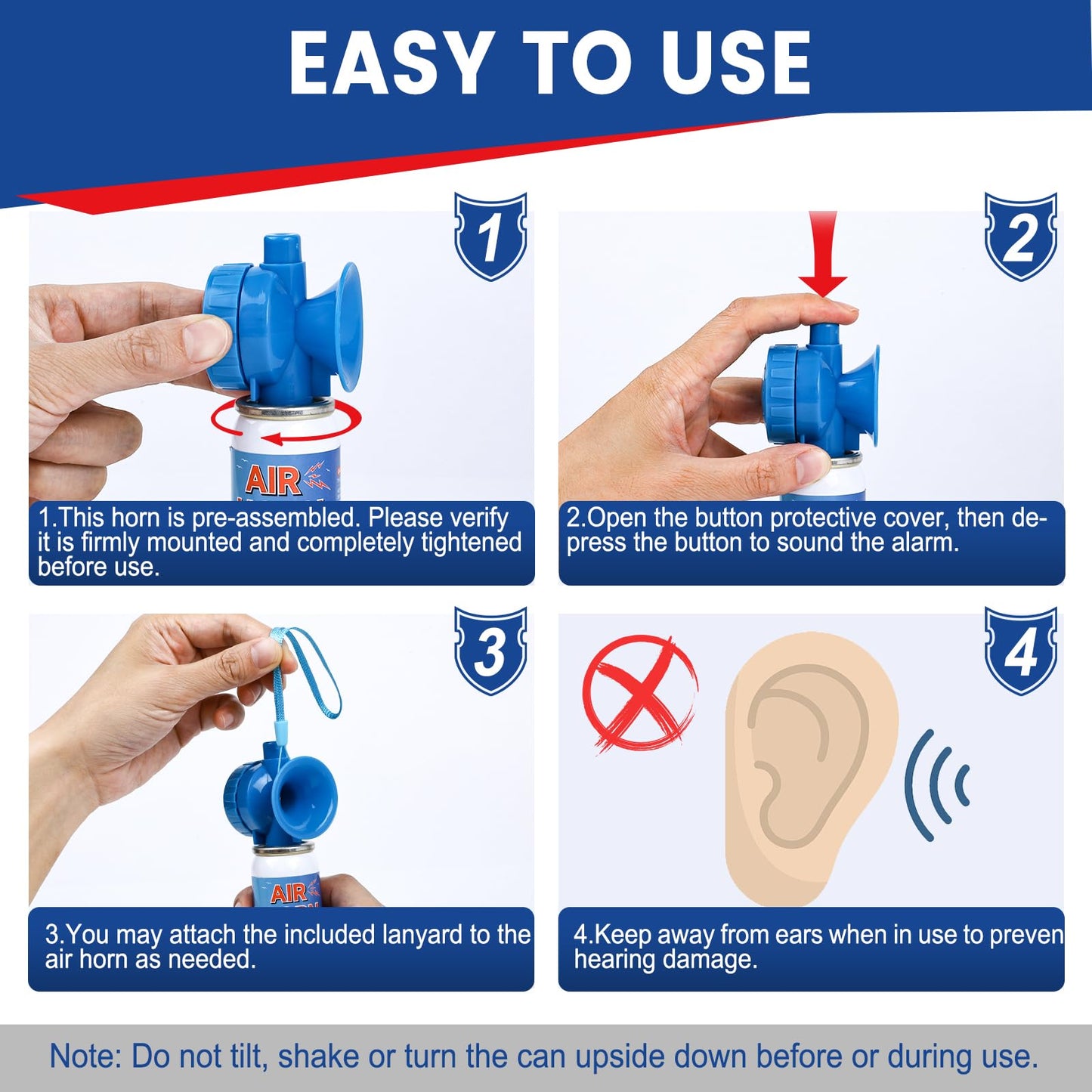 Air Horn 1.4oz 4pcs - 120dB Loud Mini Small Safety Bear Horn, Coast Guard Approved Marine Boat Horn, Sports Events Celebrate Victory& Outdoor Camp Emergency Alarm