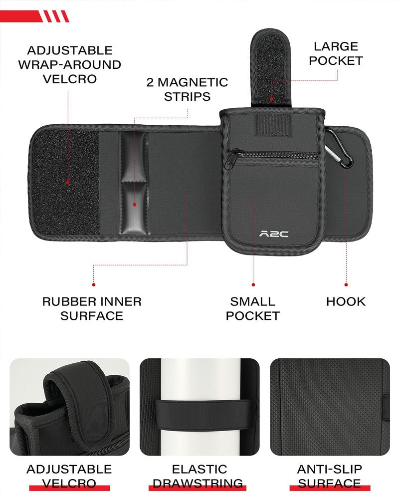 A2C Magnetic Water Bottle Sleeve Bag for Gym - Secure Magnetic Gym Bag Attach to Any Metal Surfaces - Fits 18-40oz Bottles - Versatile Gym Accessories for Men and Women