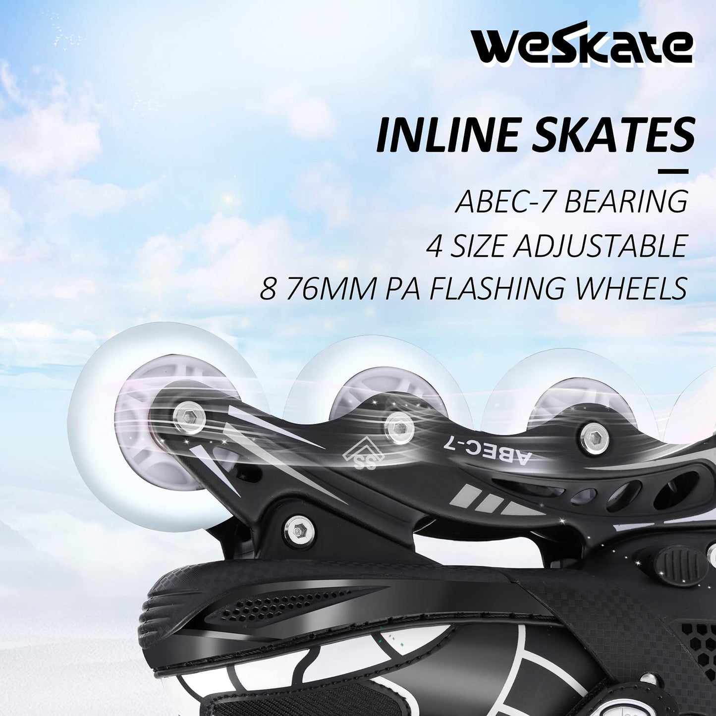 WeSkate Adjustable Inline Skates for Boys, Christmas Boys Gift with Kids Light Up Inline Skates for Children Toddlers