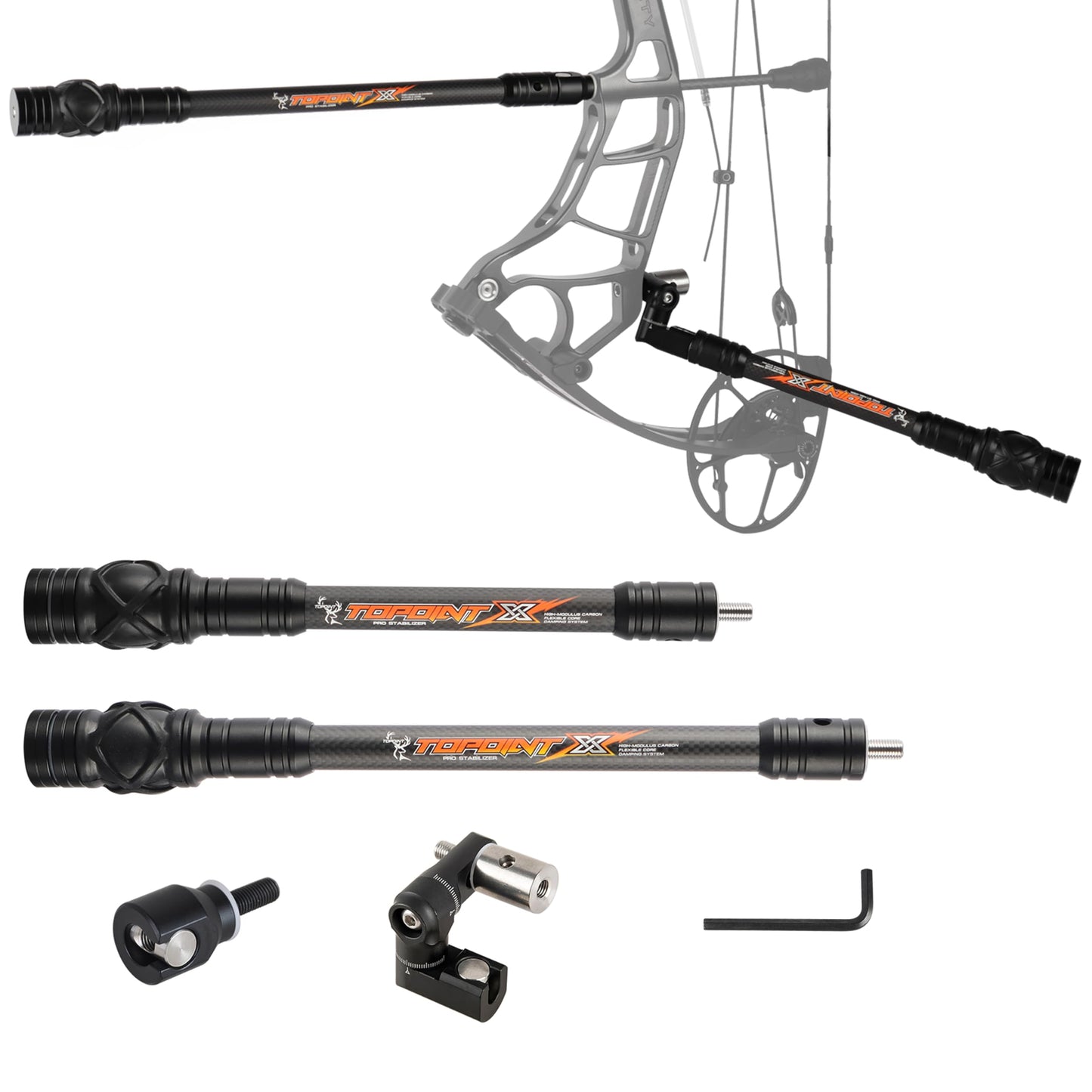 limaity Archery Bow Stabilizer for Compound Bow 8" 10" 12" 15" Rear Bow Stabilizer Mount 3K Carbon Fiber Weights Bar (10inch)