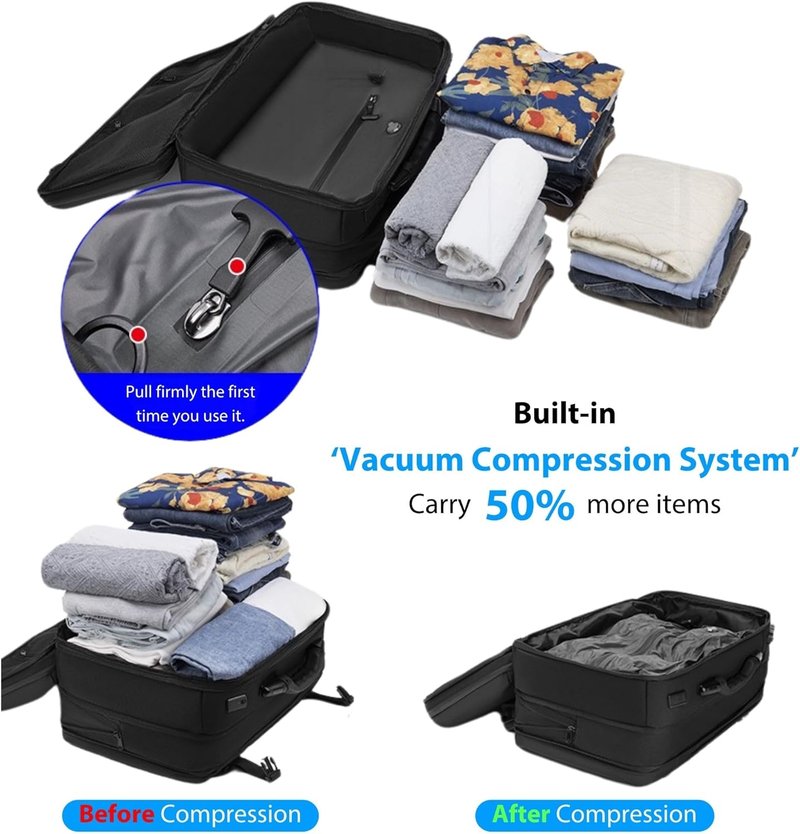 Vacuum Travel Backpack - 70L Expandable Air Backpack with Pump | TSA Lock, USB Charging, Waterproof