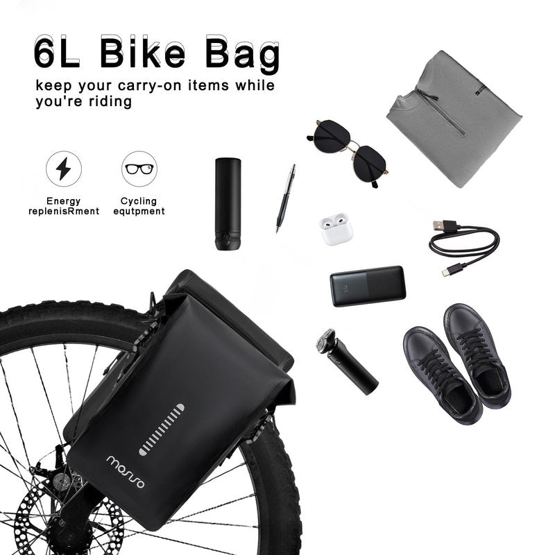 MOSISO Bike Front Fork Bag Waterproof 6L Bike Pannier Saddle Bicycle Fork Rack Bag, Bicycle Shoulder Pouch Cycling Accessories Pouch with Reflective Strips for Road Mountain Cycling, Black