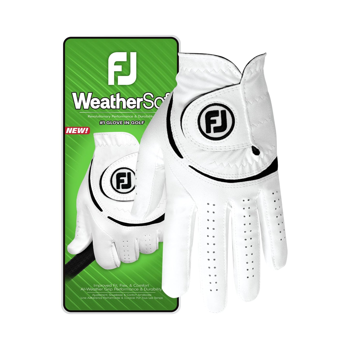 FootJoy Men's WeatherSof Golf Glove, White, Large, Worn on Left Hand