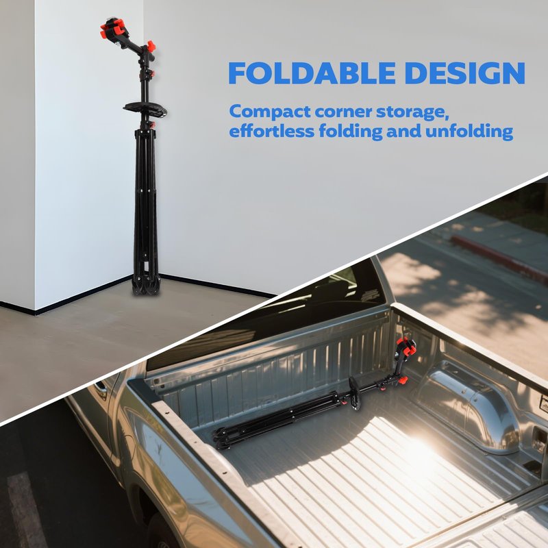 FAHKNS Bike Repair Stand Floor: Height Adjustable Bicycle Workshop Stand with Tool Tray for Road & Mountain Bikes, Red/Black