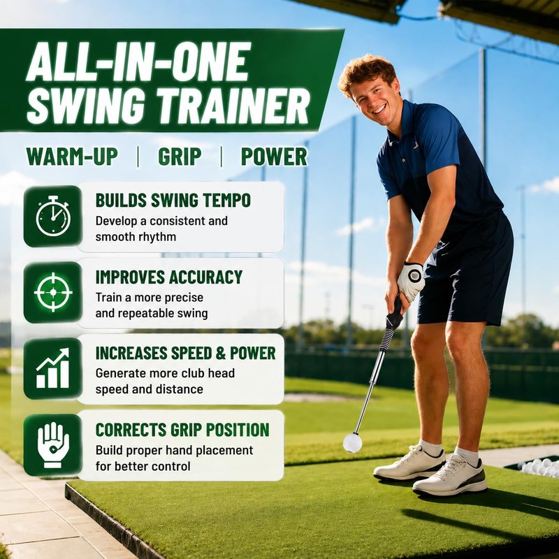 sysdmno Pop-Feedback Retractable Golf Swing Trainer – Click & Tempo Stick for Right-Handed Golfers, Grip Trainer, Arm Connection, Indoor/Outdoor Practice, Ideal Gift for Beginners