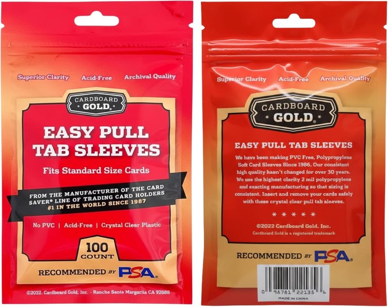 Gold 2-Mil Tabbed Cardboard Sleeves for Semi-Rigid Card Holders | Archival Safe Pull Tab Design - 1000 Count