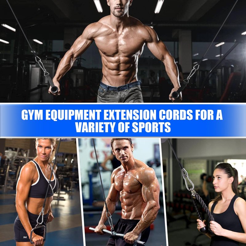 TOBWOLF 2PCS 20" Gym Extension Cable, Fitness Extension Rope Attachment for Home & Gym Accessories, Replacement Gym Cables Machine Extension for LAT/Tricep Pull Down & Leg Extensions Machine