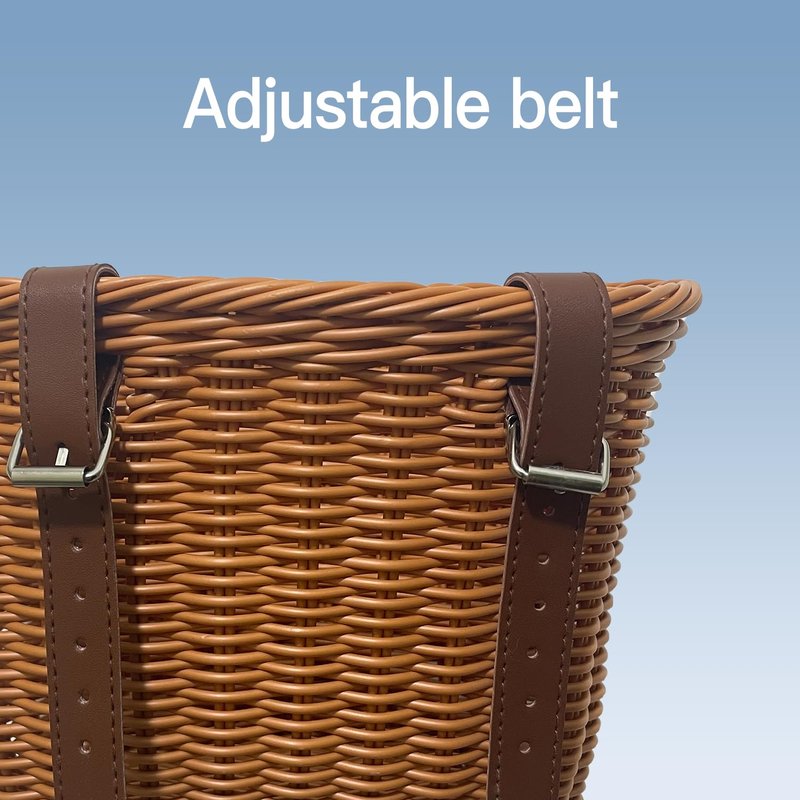 Wicker Bike Basket Front Cargo for Women and Men, Fits Most Bikes, Beach Cruiser, Stationary Bike, Ebike, Road Bikes,Rattan Bike Basket