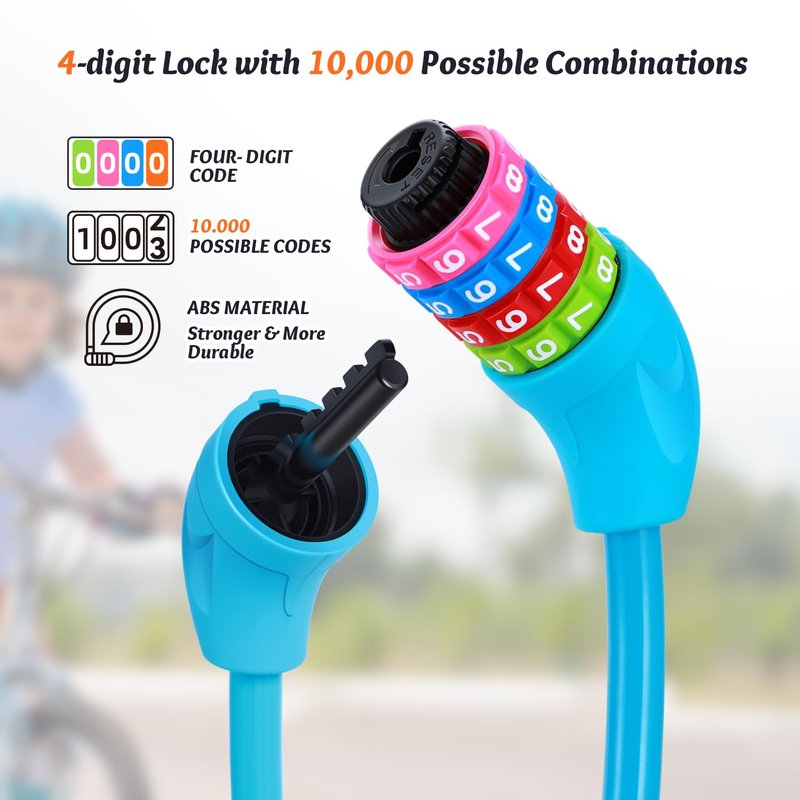 Sportneer Cable Lock: 4 Digit Resettable Combination High Security Bike Locks Heavy Duty Anti Theft - 25.6inch Long Colorful & Keyless Bicycle Lock for Kid‘s Bike-Pink