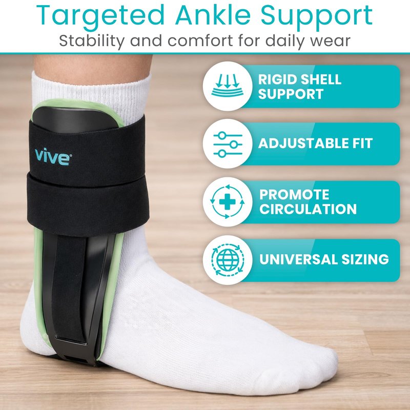 Vive Ankle Stirrup Brace - Air Gel Stabilizer for Ankle Sprain, Tendonitis Support for Men & Women - Right & Left Foot -Achilles Tendon Compression Relief -Fracture Treatment - Hot & Cold Therapy