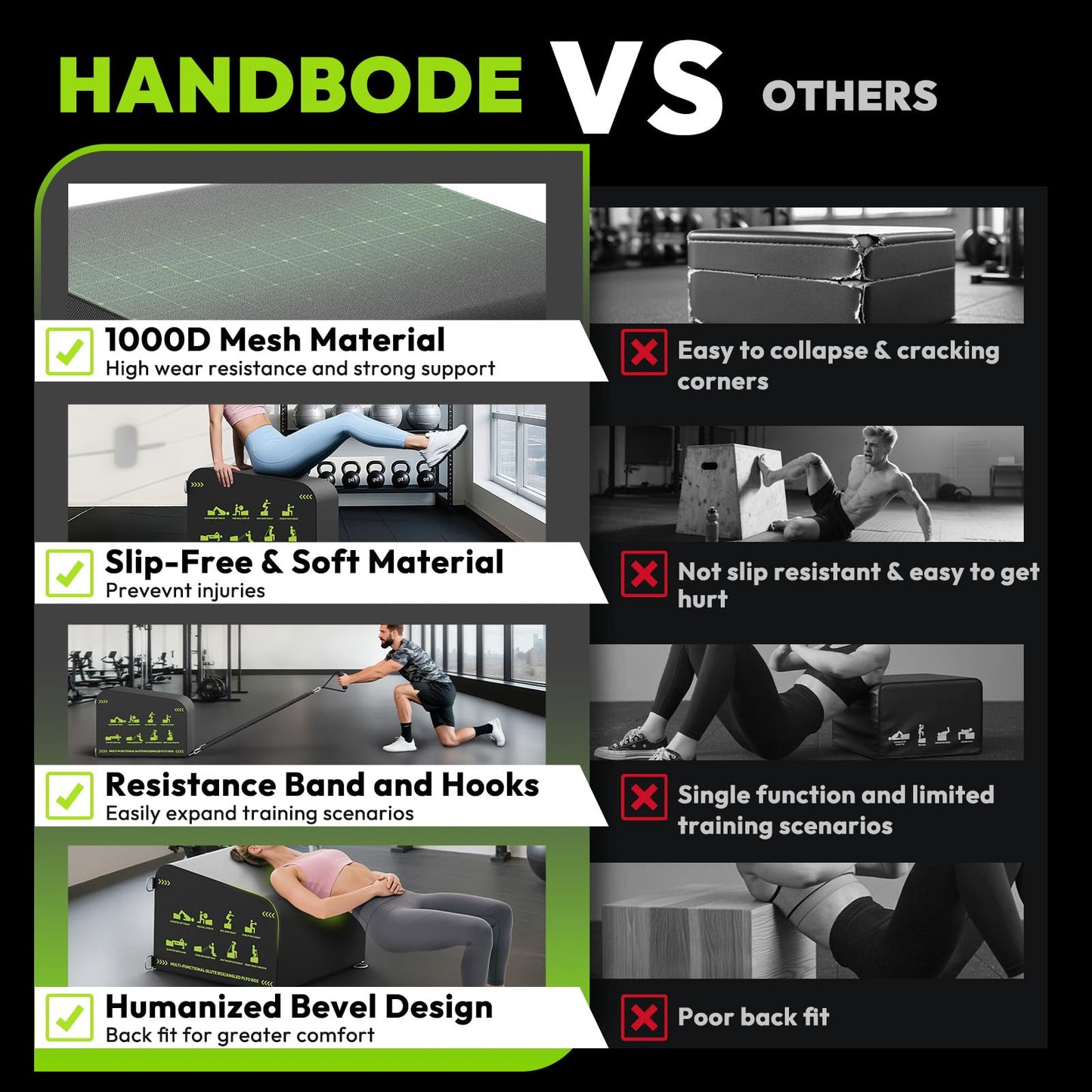 HANDBODE Hip Thrust Bench Included 6ft Barbell & 160lb Weight Plates