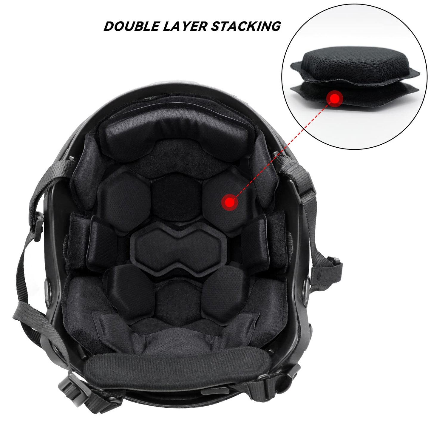 AOUTACC Tactical Airsoft Helmet Padding,Helmet Replacement Memory Foam Padding Kits Set,Protective Cushion Buffer Pad for Fast MT MICH IBH AF ACH Helmet (Fourth Generation,BK)