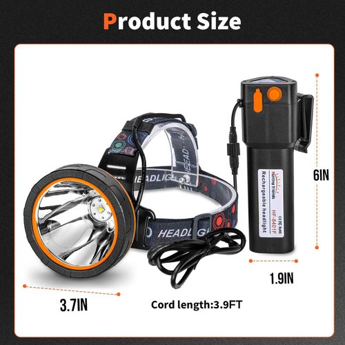 Super Bright LED Coon Hunting Headlamp - High Lumen Rechargeable Waterproof Headlight, Long-Range Beam Searchlight for Hunting, Fishing, Outdoor, Camping, Durable Adjustable Head Torch, Hands-Free
