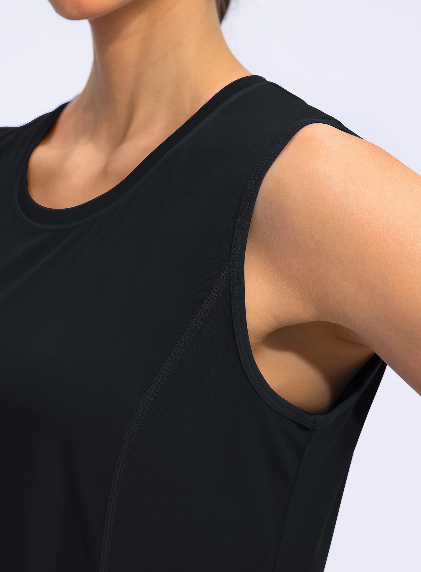 YYV Women's Workout Tank Tops Lightweight Sleeveless Shirts for Women Loose Fit Tops for Athletic Running Tennis Yoga (Black Large)