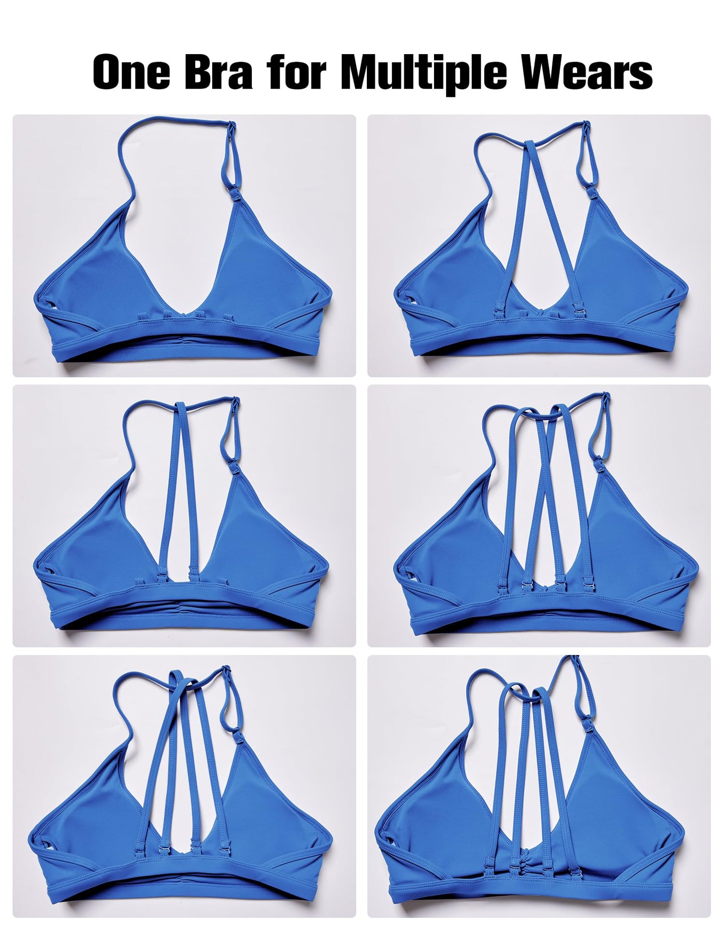 YEOREO Workout Sports Bras for Women Padded Strappy Open Back Gym Bra Light Impact Criss Cross Yoga Crop Top Azure Blue S