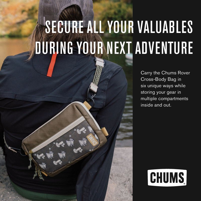 Chums Rover Crossbody Sling Bag for Women & Men – Convertible, Multi-Pocket Day Pack for Travel (Western Black)