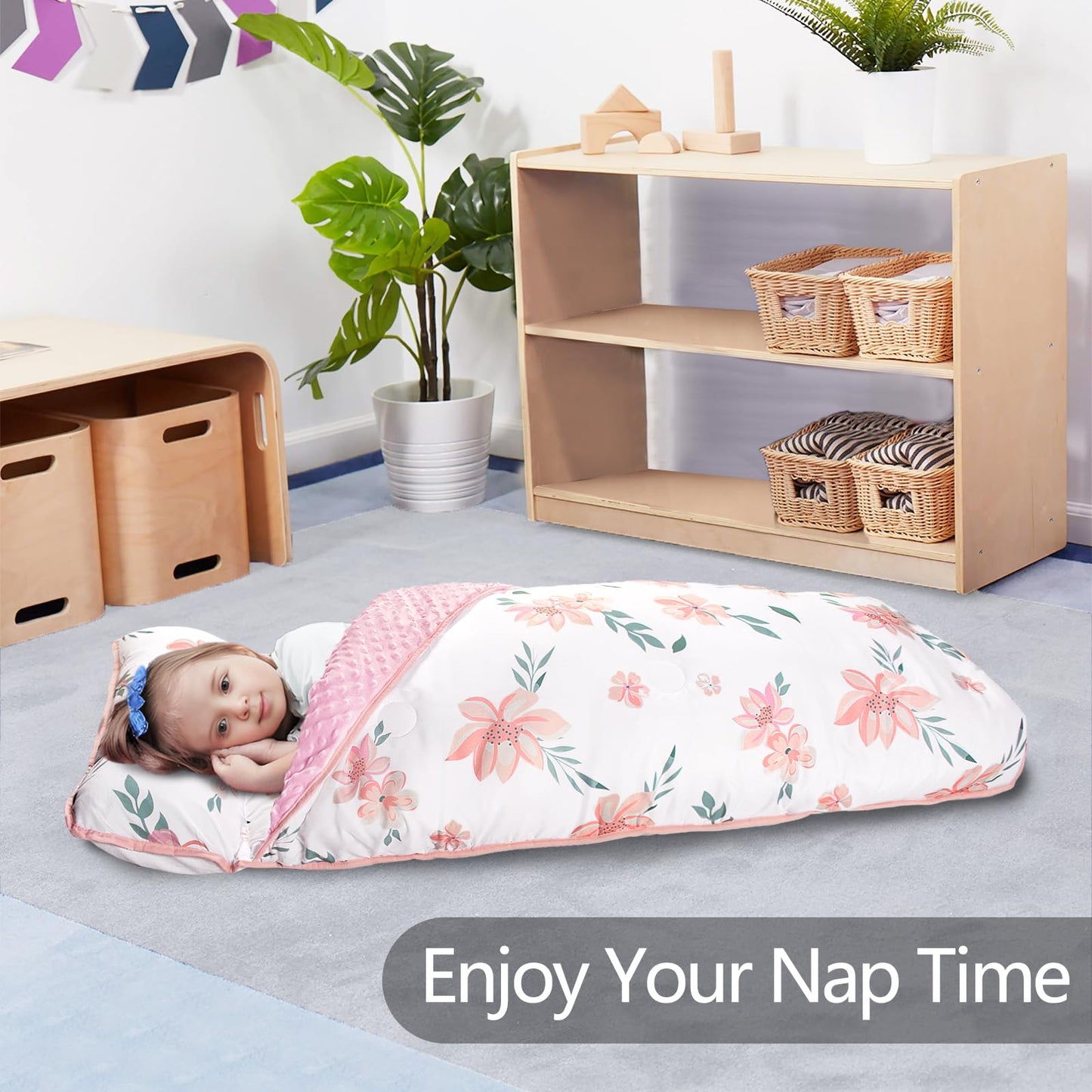 Primlect Toddler Nap Mat with Pillow, Thickened Extra Large Sleeping Bag