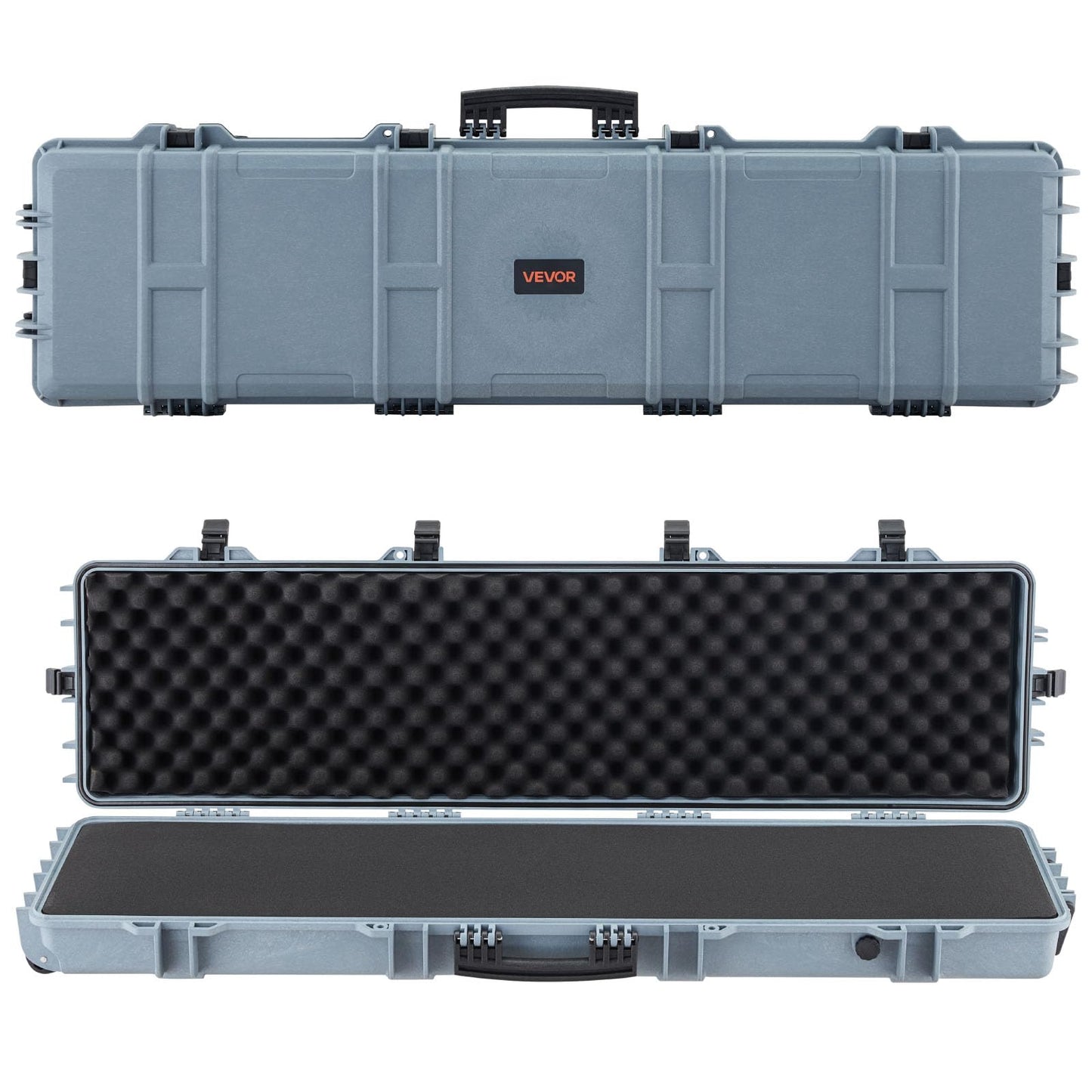 VEVOR Rifle Case, Rifle Hard Case with 4 Layers Fully-protective Foams, 50 inch Lockable Gun Storage with Wheels, IP67 Waterproof & Dustproof, for Rifle, Shotgun, Airsoft Gun, Grey