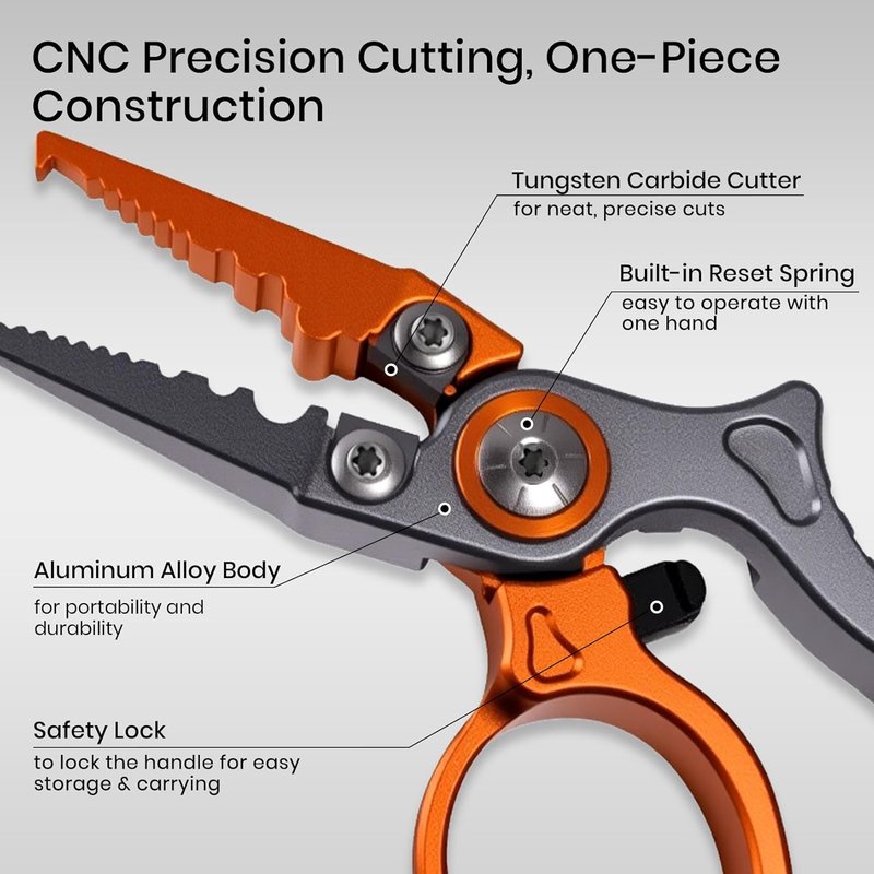 Pristis Micro Pocket Pliers - Saltwater Resistant Aluminum Hook Remover with Tungsten Cutter | Fishing Multi-Tool Accessory