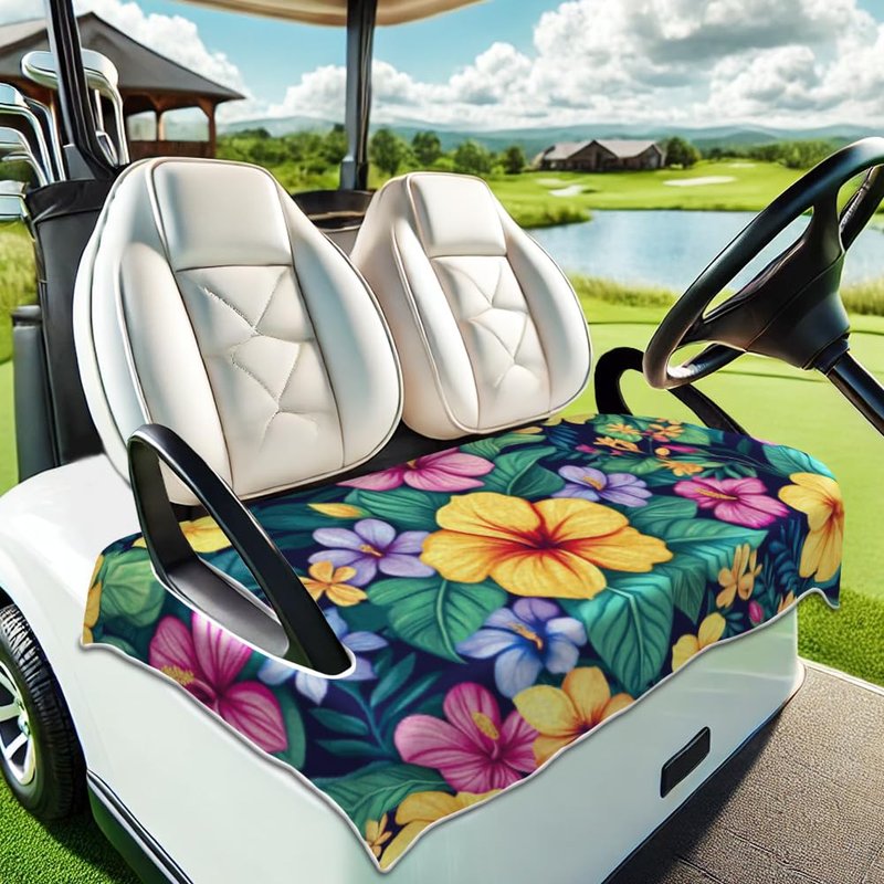 peacoblue Golf Cart Seat Covers Towel Tropical Flowers 100% Microfiber 51"x31" Golf Cart Seat Blanket Cushions Golf Accessories Universal Fit for Club Car EZGO Yamaha Precedent 2-Seat Golf Carts