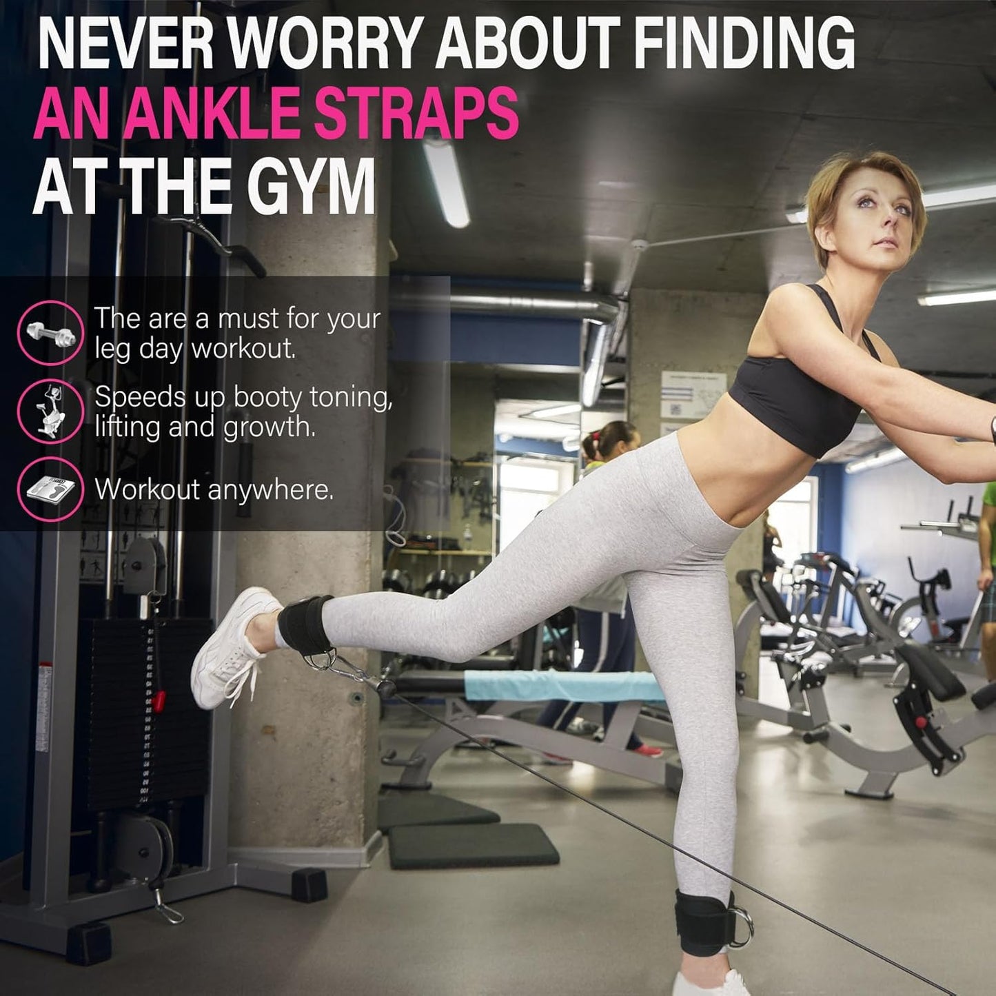 Ankle Strap for Cable Machine Attachments - Neoprene Cuffs for Glute Kickbacks & Leg Workouts | Gym Accessories for Men & Women