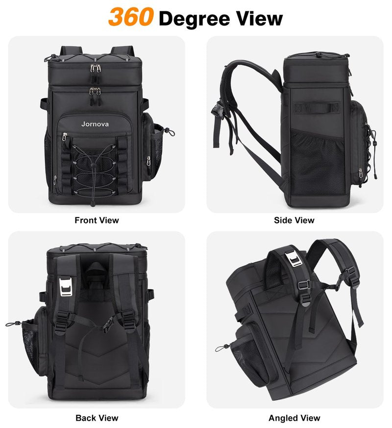 Jornova Insulated Cooler Backpack, 35L Leakproof Backpack with Double Compartments for Men & Women, Large Lunch Cooler for Camping, Beach, Travel, Picnic, Up to 48 Cans