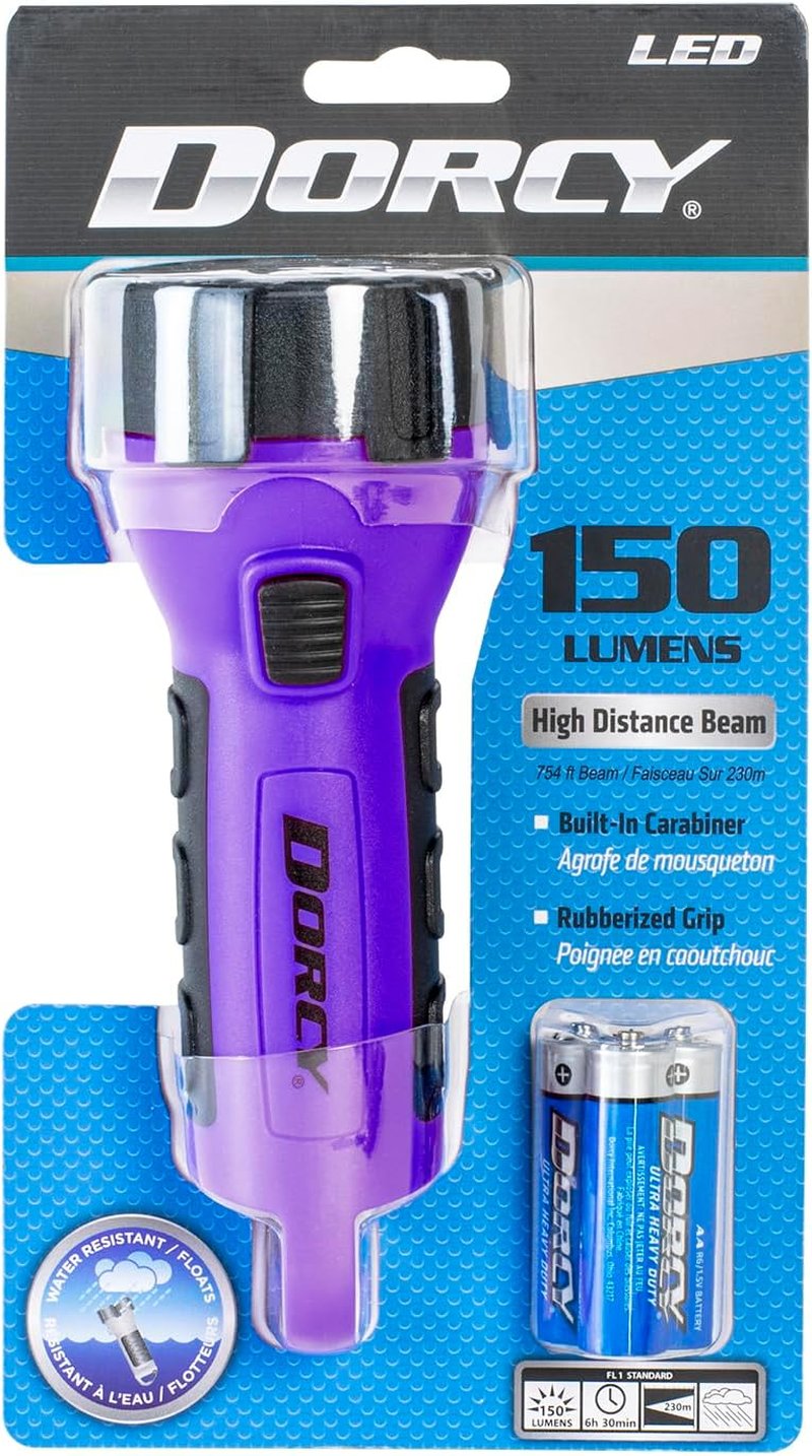 LED Flashlight - 55 Lumen Floating Water Resistant with Carabiner Clip | Purple