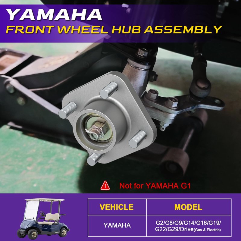 Golf Cart Front Wheel Hub Assembly for YAMAHA G2 G8 G9 G14 G16 G19 G22 G29 Drive Models, Golf Cart Front Wheel Hub with Hub Bearing/Oil Seal/Dust Cover, Replaces OEM# JG5-WF511-10-00 JG5-WF511-00
