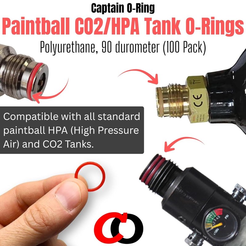 CO2 & HPA Tank O-Rings - Durable 90 Durometer Polyurethane | Red Replacement Urethane Orings