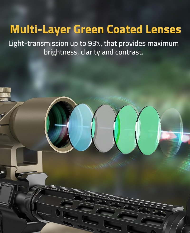 CVLIFE Crossbow Scope - 1.5-5x32 Etched Glass Reticle | Red Green Illumination, 20-100 Yards