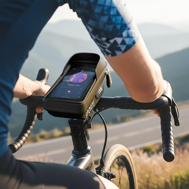 Povlen Waterproof Bike Frame Bag with Phone Holder, No Bounce Top Tube Bike Bag for Easy Access While Riding, Touchscreen Cycling Bag for Commuting, Road & MTB