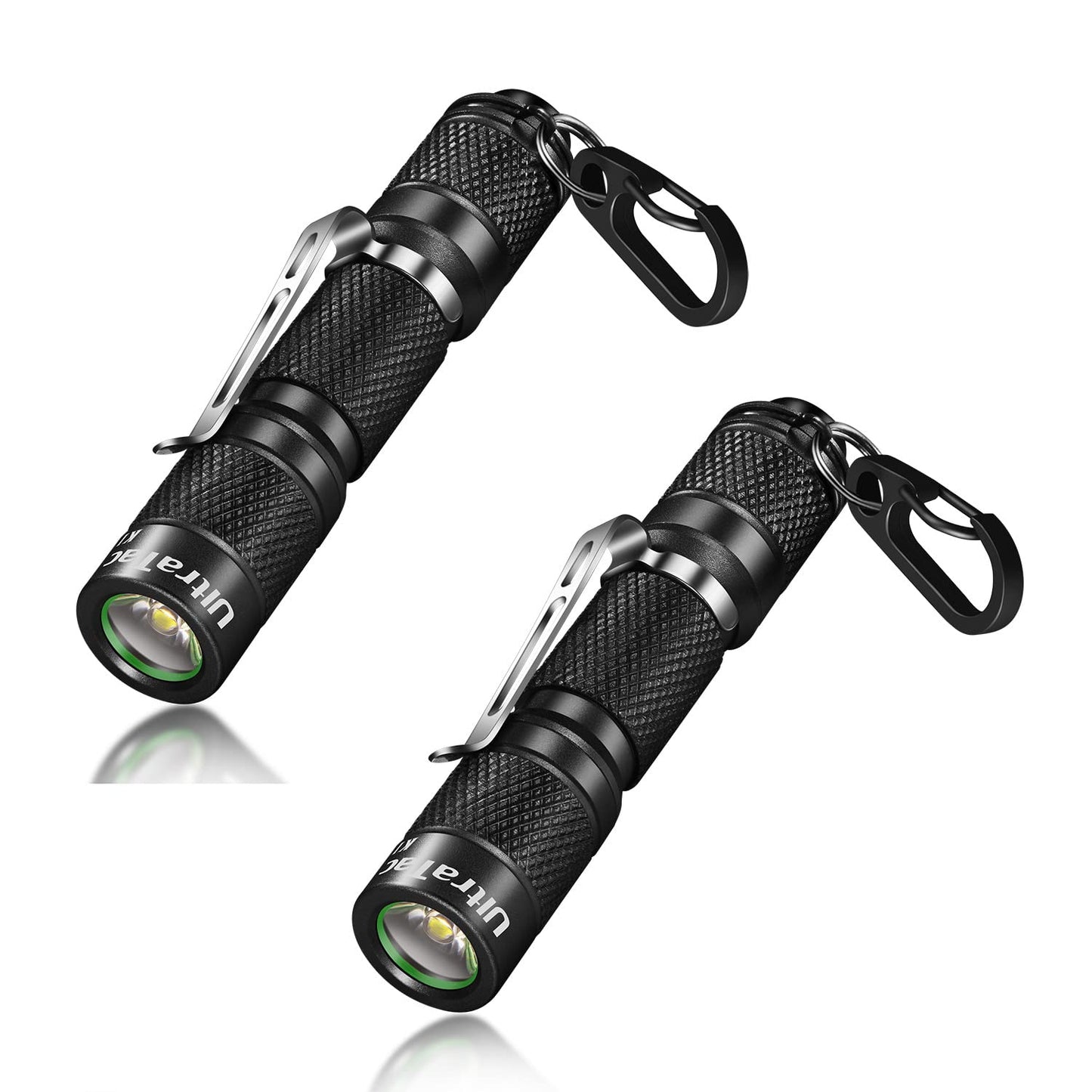 UltraTac K1 Mini LED Gift Flashlight Keychain, 180lm Waterproof AAA Pocket Flashlights for EDC, Camping, Hiking, Outdoor Activity and Emergency Lighting (Black 2 Pack)