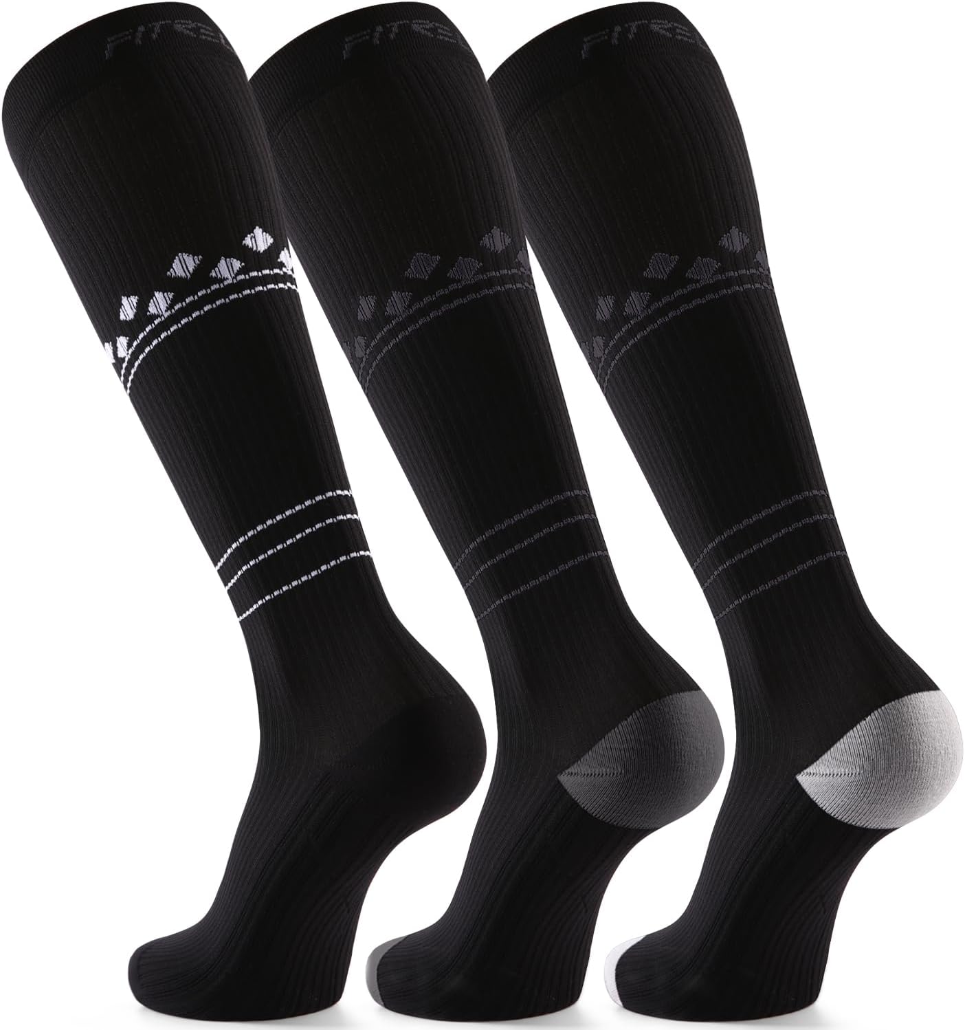 FITRELL Compression Socks - 20-30mmHg Circulation Support for Men & Women | 3 Pairs