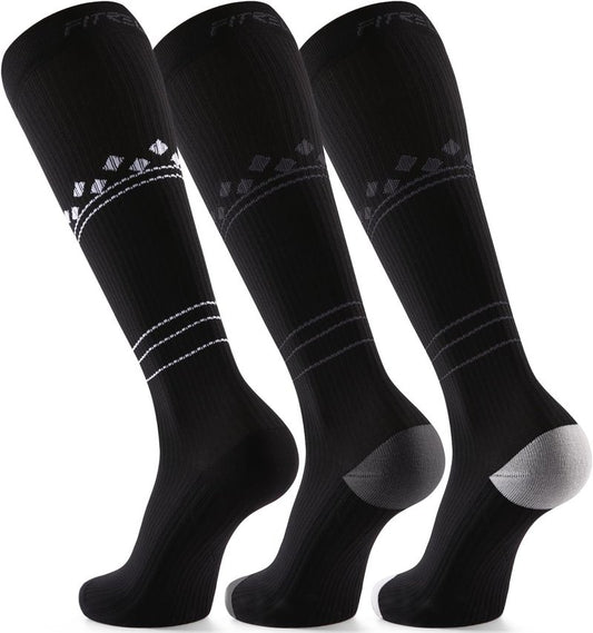 FITRELL Compression Socks - 20-30mmHg Circulation Support for Men & Women | 3 Pairs