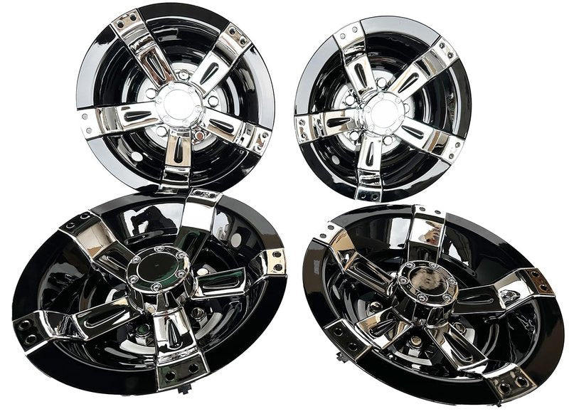 Dr.Acces Golf Cart 8" Wheel Covers Hub Caps W/Chrome Spokes for EZGO Cub Car Yamaha Golf Cart Set of 4pcs