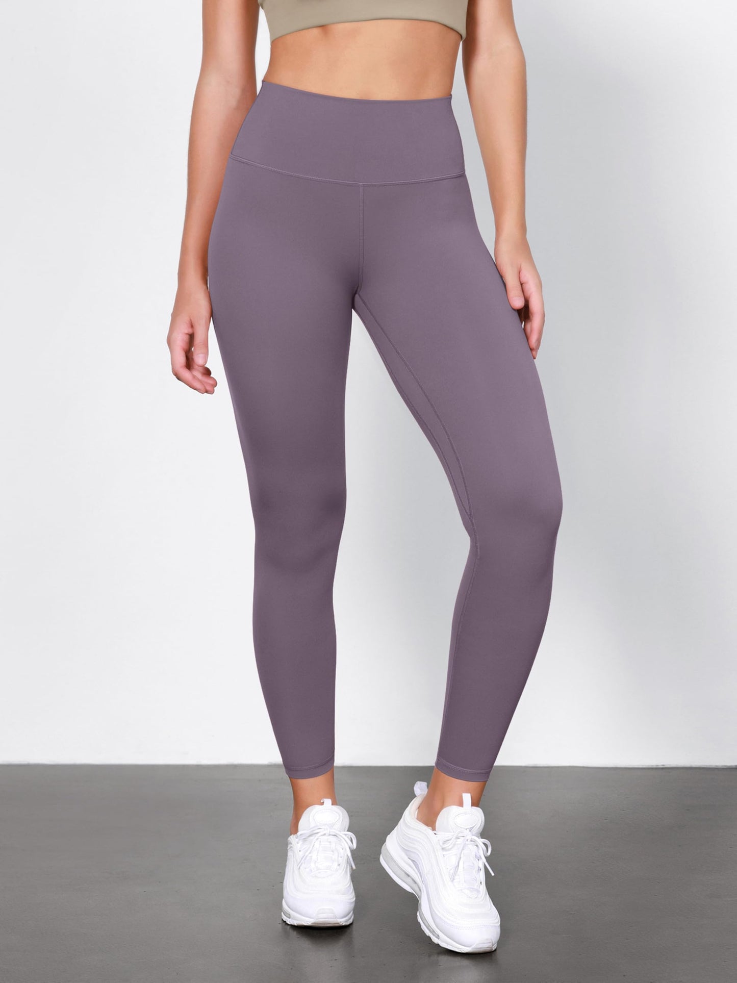 ODODOS Tummy Control Full Length Compression Leggings with Inner Pocket for Women, 28" High Waist Workout Running Yoga Pants, Ash Violet, XX-Large
